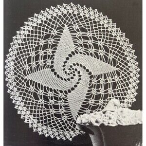 Vintage 1960's Pricilla Doily Crochet Pattern WHIRLWIND Irish Lace 18"